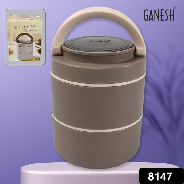 Ganesh Smart Stack 2-Layer Stainless Steel Leak-Proof Lunch Box for Office, School, Picnic