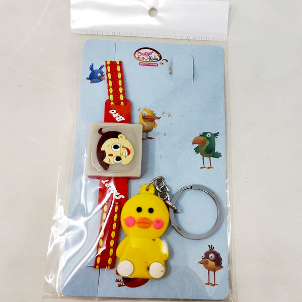 Kids Smart Bro LED Chhota Bheem Rakhi with Shy Duck Keychain