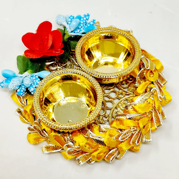 Handcrafted Floral Roli plate Accents-Decorative Flower Tilak Platter for Temple/Rakhi/Welcome Plate/Return Gift/Wedding/Home Pooja