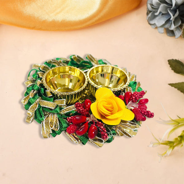 Decorative Handmade Festive Combo Set – Shubh Labh Wall Hanging with Roli Plate & Diya Holder | Perfect for Diwali, Home & Office Décor, Gifts & Temple Decoration