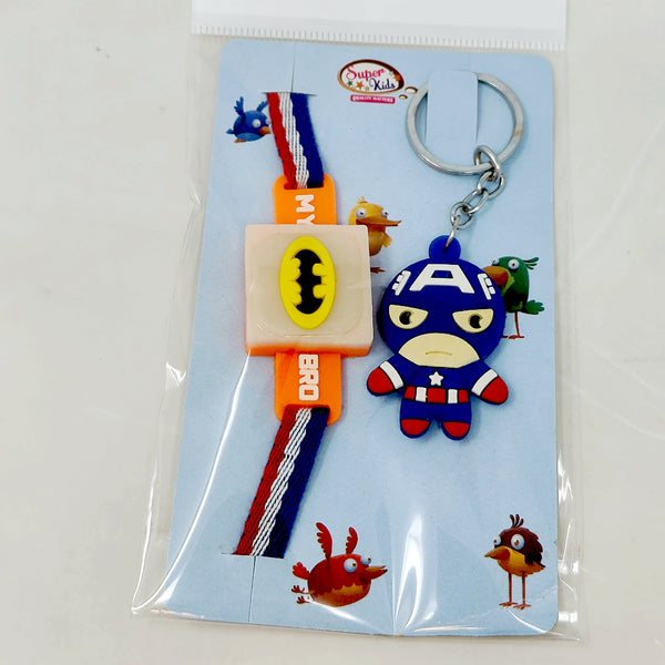 LED Rakhi  Kids Superman/Batman Rakhi with Ironman/panda Keychain