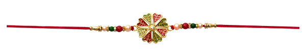 Traditional Rakhi  Bright Floral Centerpiece design and Decorative Thread